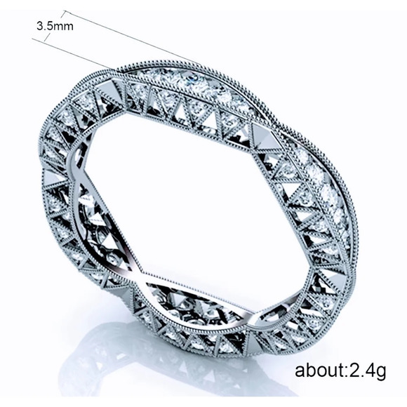1 Ct Pave 18k Gold Plated Simulated Diamond‎ Eternity Wedding Band Ring, Size 9 - Picture 9 of 11